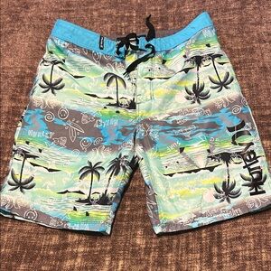 Hurley Kids Swim Shorts - Aqua and Gray